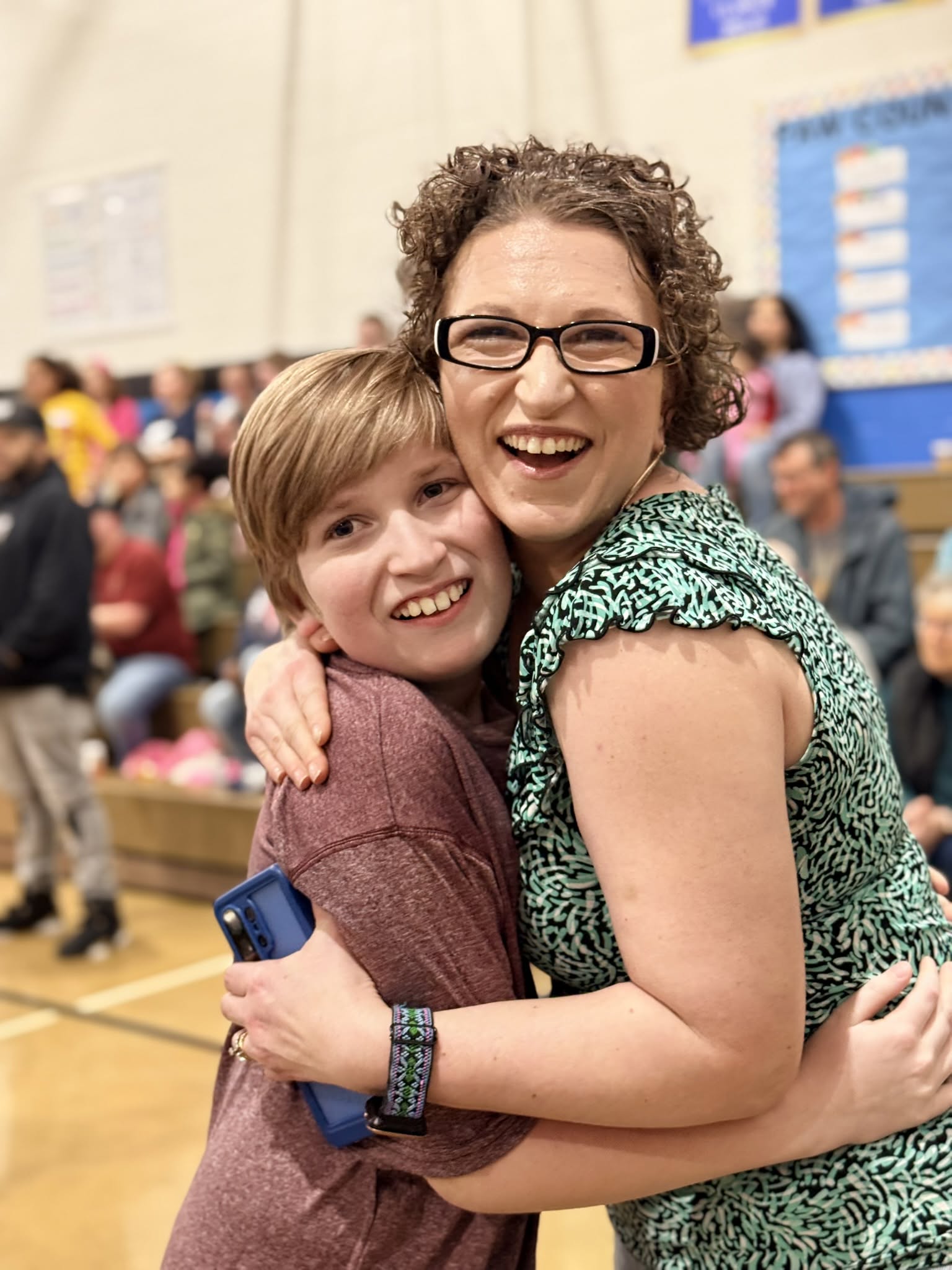 parent and child hug gym